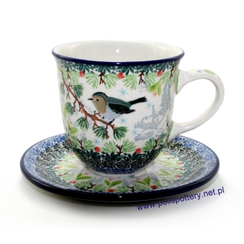 Filiżanka 0,3L + spodek dek. U5172X Szary rudzik